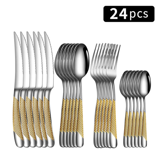 24pc Stainless steel tableware