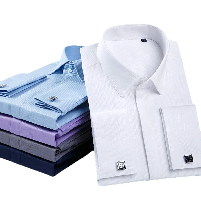 Quality Pink Men French Cufflinks Shirt