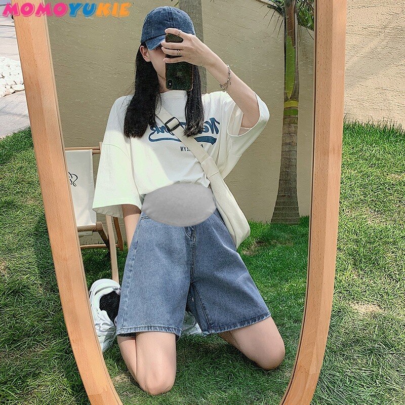 maternity Clothes for pregnant women shorts summer pregnancy denim pants woman matching women's clothing 2022 wide leg grossesse