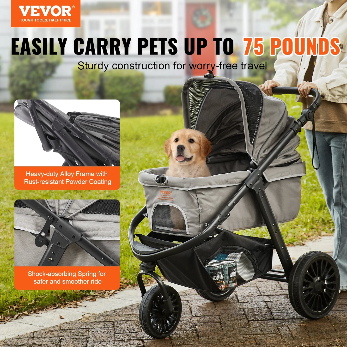 VEVOR Pet Stroller Carriers Lightweight Travel