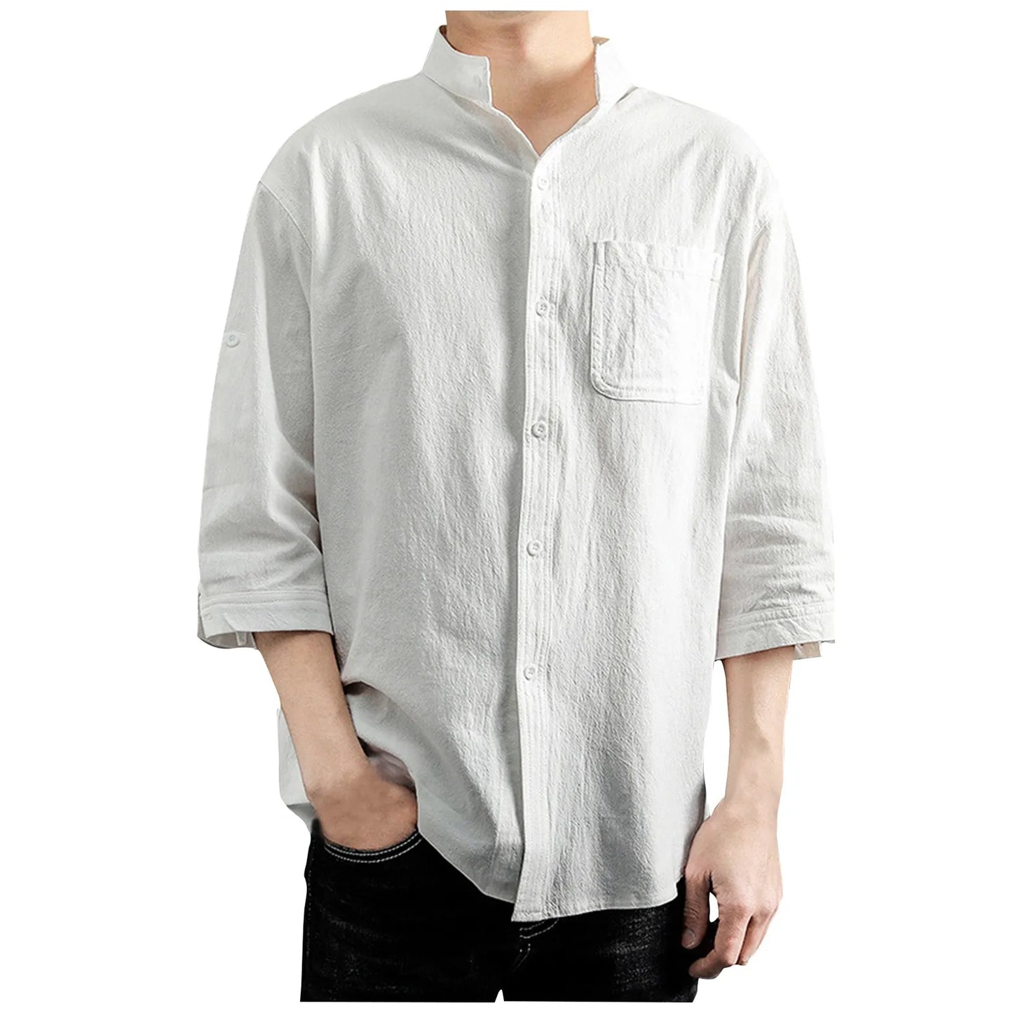 New Men'S Casual Shirts Linen Shirt Men Casual Tops High-Quality Loose And Comfortable Long Sleeve Beach Hawaiian Shirts For Men