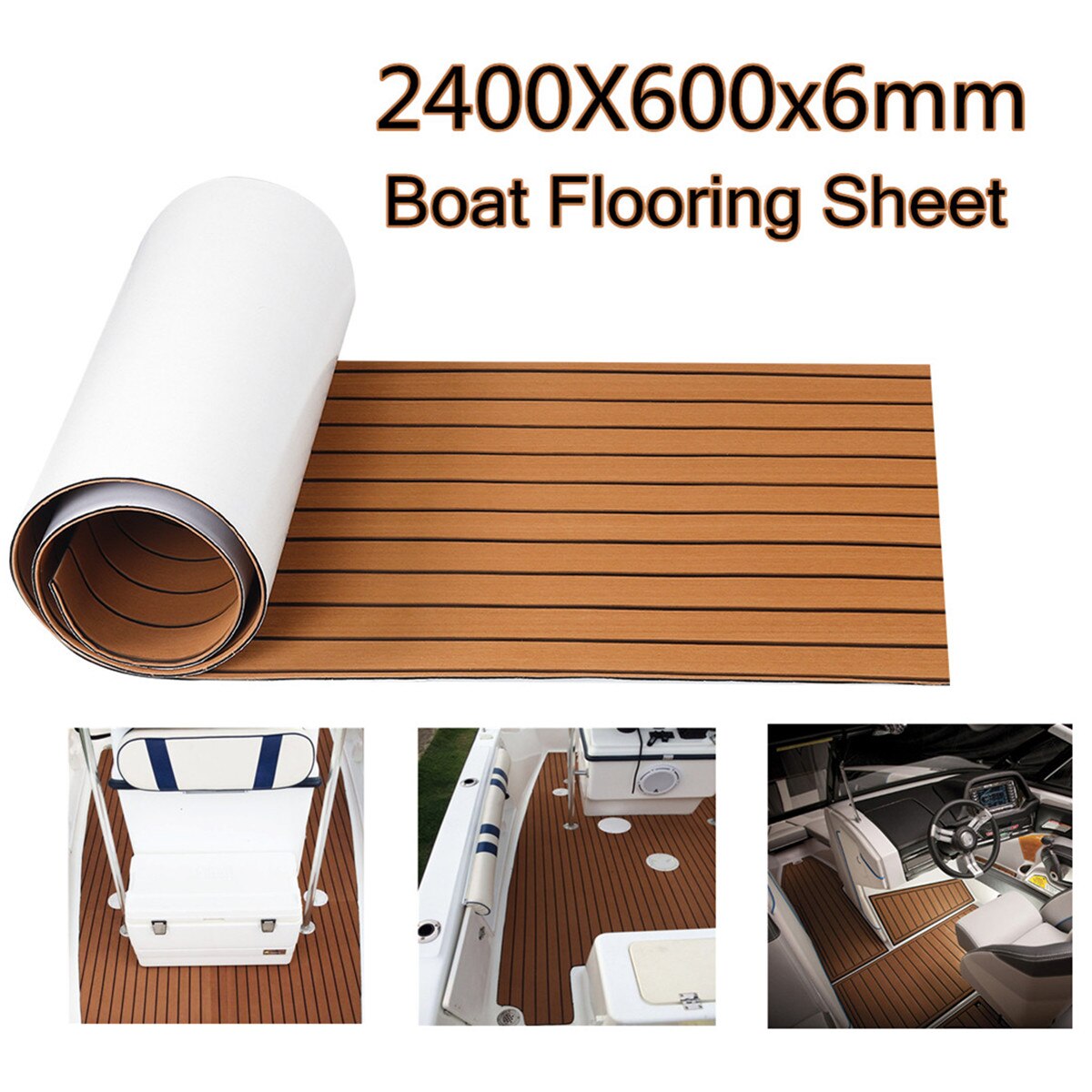 2400X600x6mm EVA Mat Surfboard Anti-Slip Traction Pad Yacht Marine Boat Decking Sheet Water Sports Surfing Boat Deck Pad - DJVWellnessandPets