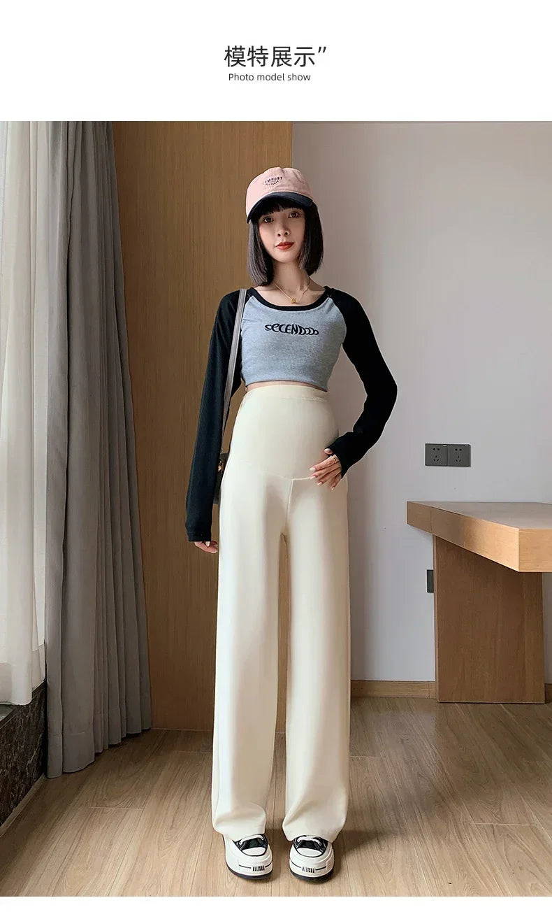 Maternity Long Straight Pants Wide Leg