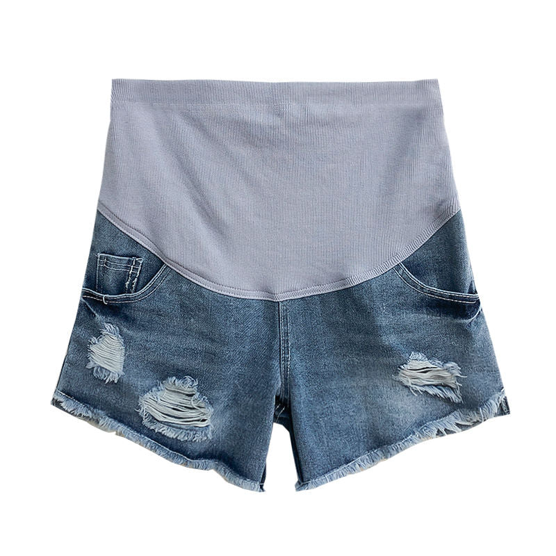 New pregnant women summer clothes ripped jeans shorts summer pregnant women loose shorts 2022 mommy maternity pants