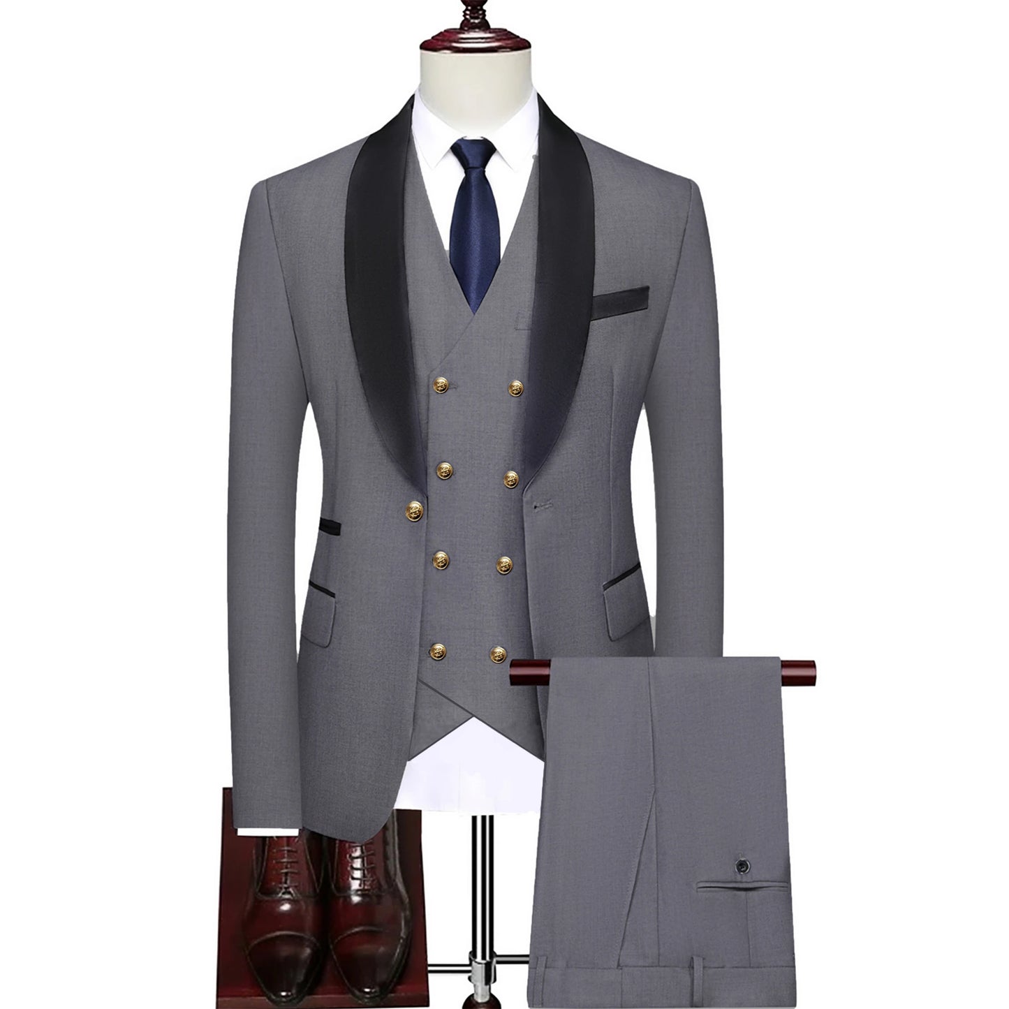 New Men Casual Business Dress Double Breasted Suits