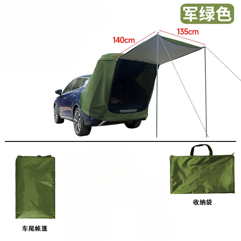 1set Camping Tent Kits SUV Cabana Tent With Awning Shade Large Space Wide Vision Car Tailgate Tear-resistant Tent Rear Atta