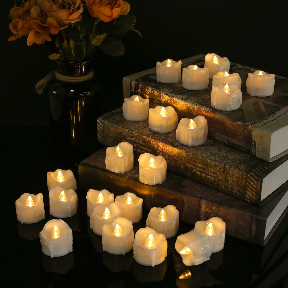 Yeahmart Timer Tea Lights Flameless Flickering Auto Tealights Battery Operated Auto-On 6 Hours and Off 18 Hours LED Candles Lamp