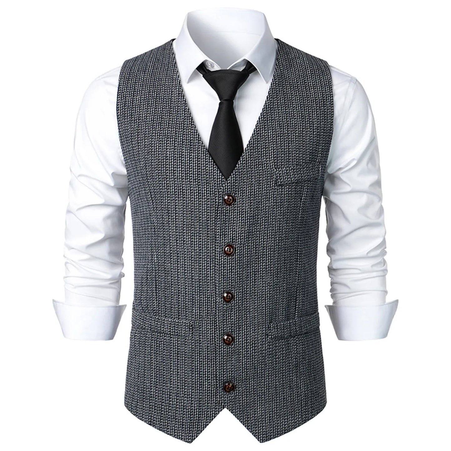 For Men Slim Fit V-Neck Tweed Vest