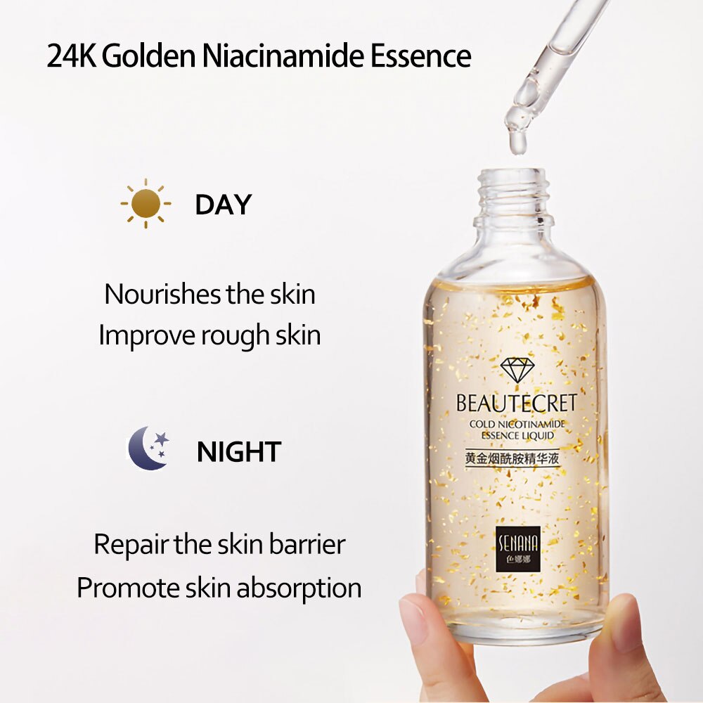 24K Gold Skincare Set Nicotinamide Face Essence Fade Dark Eye Circles Collagen Eye Cream Firming Skin Eye Mask Face Care Kit - DJVWellnessandPets