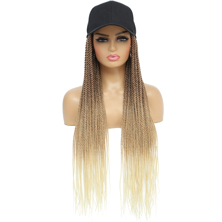 Braided Hat Wigs Baseball Cap with Twist Braid Hair extensions Hat With Senegalese Twist Hair attached for Black White woman