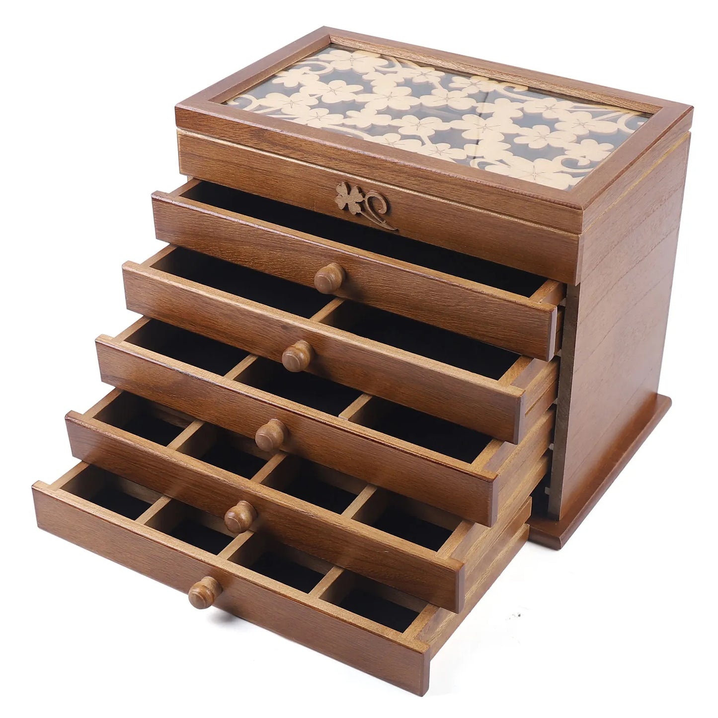 Wood Jewelry Box 6-Layer Organizer