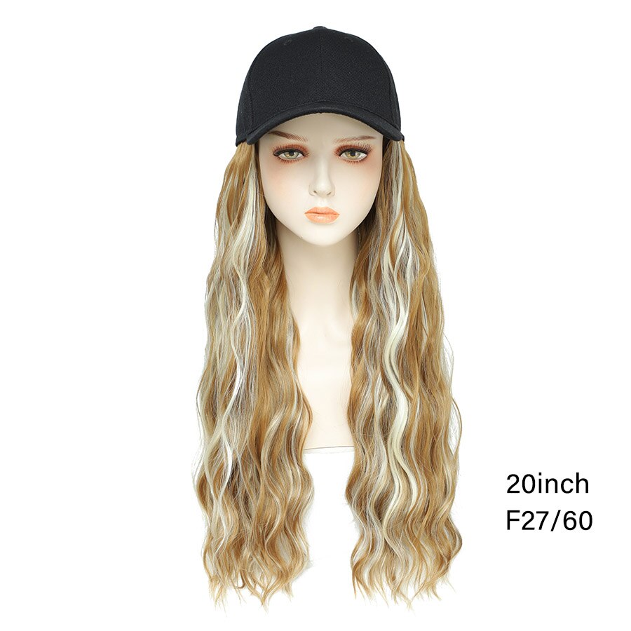 TOMO Baseball Cap with Hair Extensions for Women Adjustable Hat with Synthetic Wig Attached 16inch Natural Wavy Hair