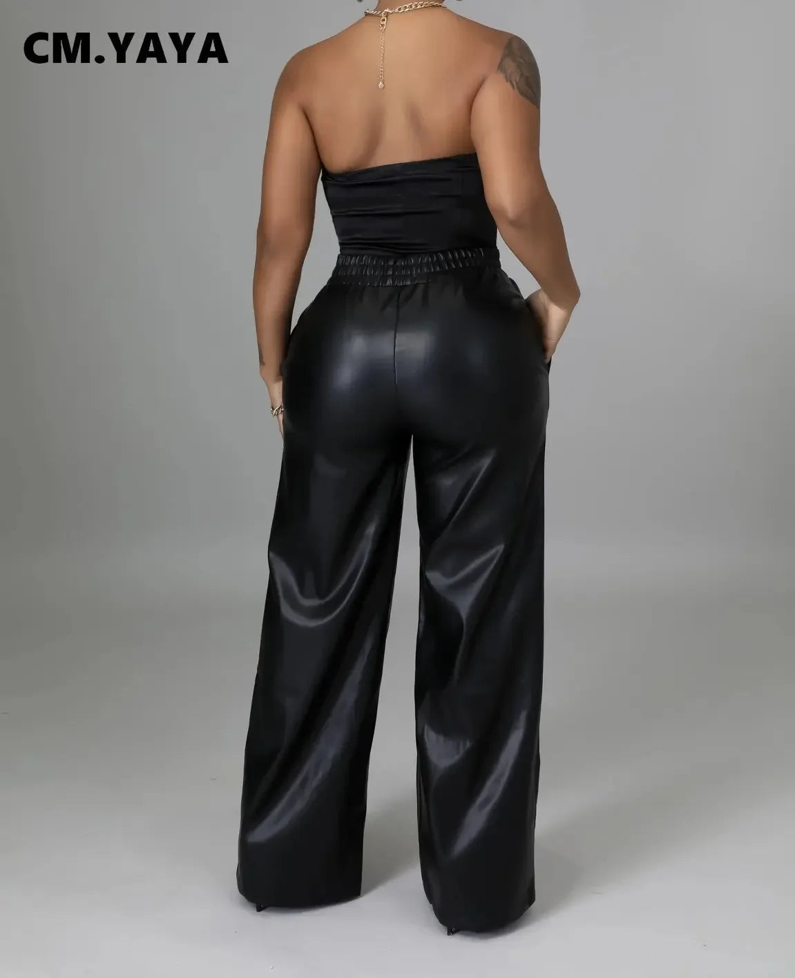 Faux Leather Straight High Waist PU Pants