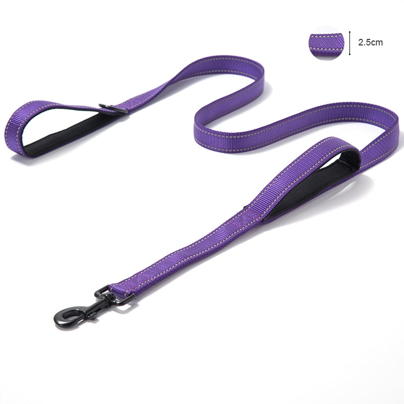 Dual Handle Dog Leash Reflective Padded Dog Leash Heavy Duty Lead Rope For Small Large Dogs Outdoors Trainning Running Pet Leash