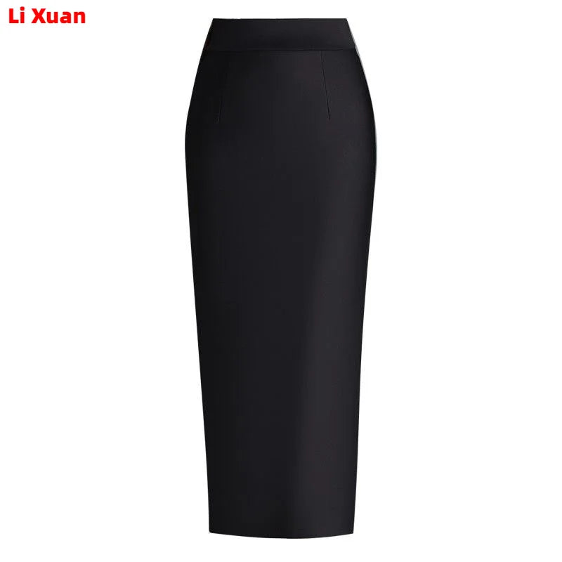 Stretch Pencil, Office Lady, Formal Black Midi Skirts, Elegant Hip Skirts