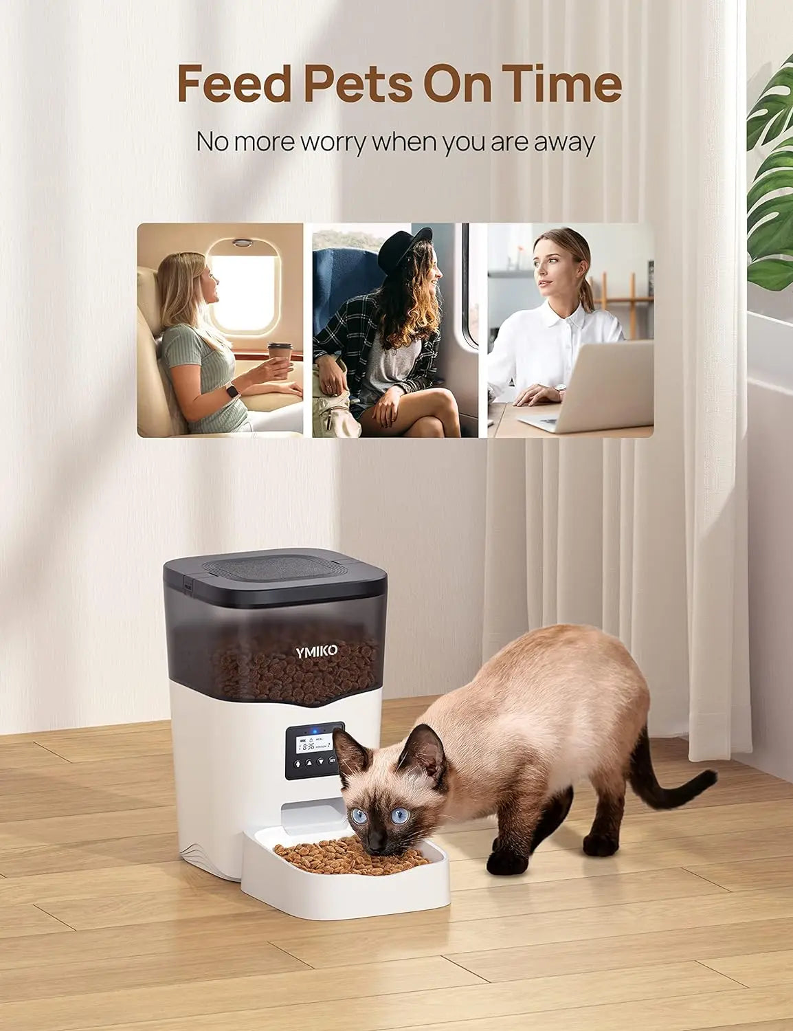 Ymiko Automatic Feeder Cat Food Dispenser with Voice Recorder