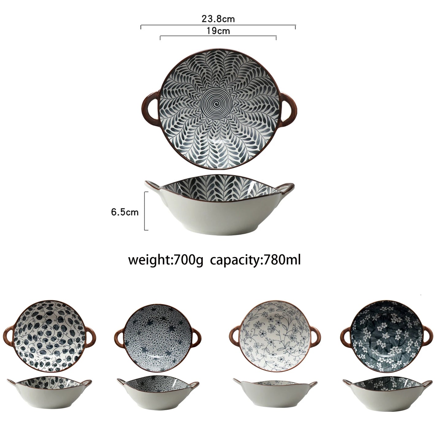 780ml Japanese soup bowl with handle,