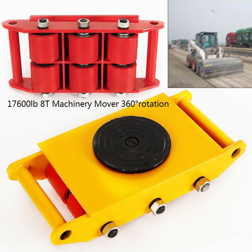 8t/12t Dolly Skateboard Mechanical Roller Industrial Machinery Power Generation Heavy Cargo Trolley Skate 360° Swivel Cap - DJVWellnessandPets