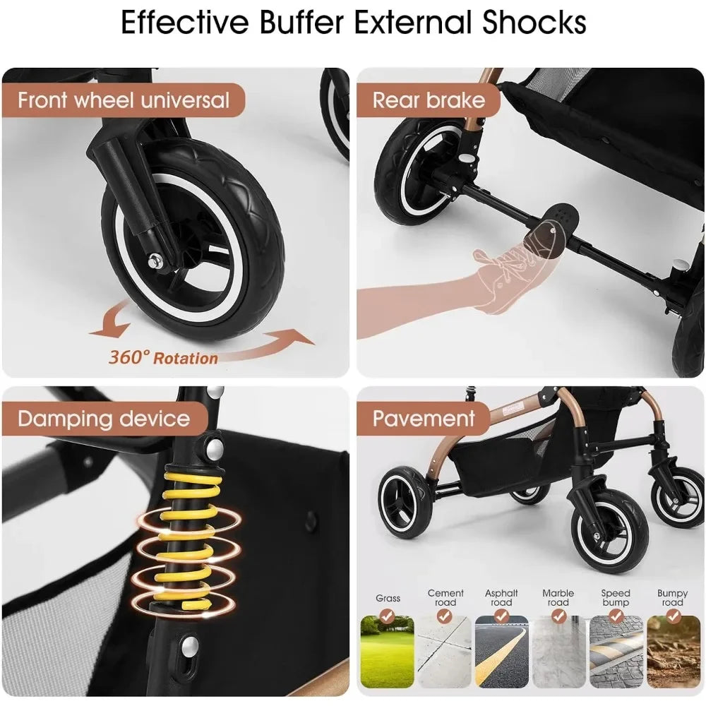 Pet Trolley 3-in-1 Pet Strollers for Small Medium Foldable