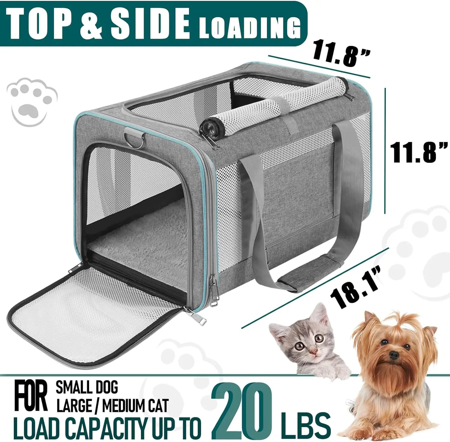 Pet Carrier for 20 lbs Soft=Sided Travel