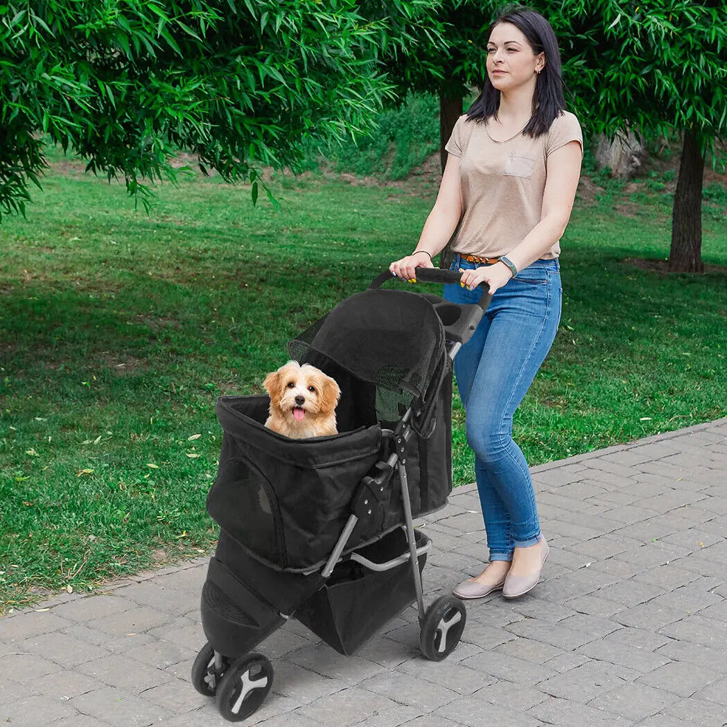 US Foldable Pet Stroller with Cup Holder