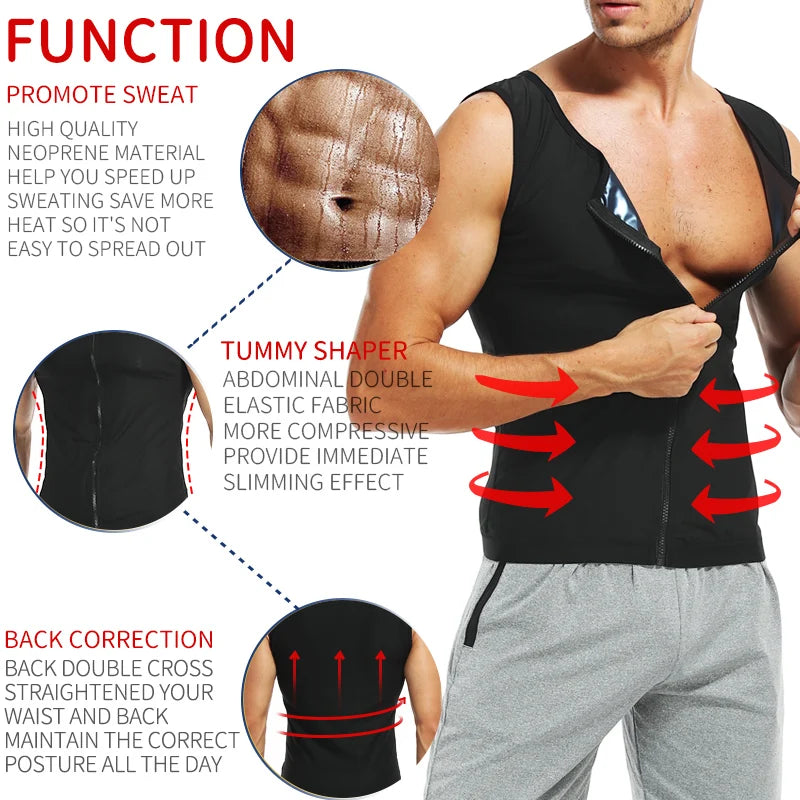 Men Abdomen Reducer Body Shaper Promote Sweat Sauna Vest