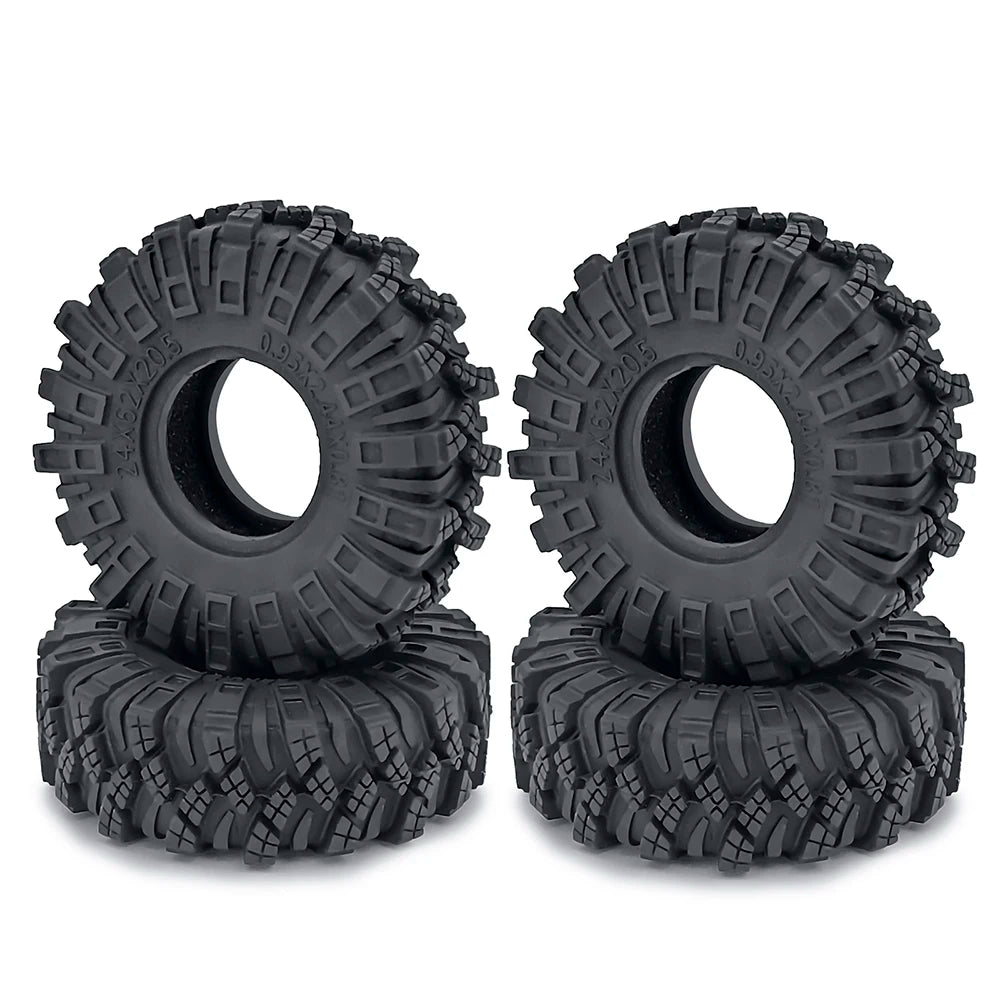 YEAHRUN 4PCS Micro Crawler 1.0" Wheel Tires Soft Mud Terrain Rubber Tyres for 1/24 Axial SCX24 Bronco Gladiator Deadbolt Parts