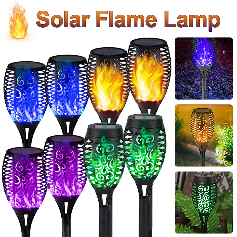 12LED Solar Flame Torch Light Flickering