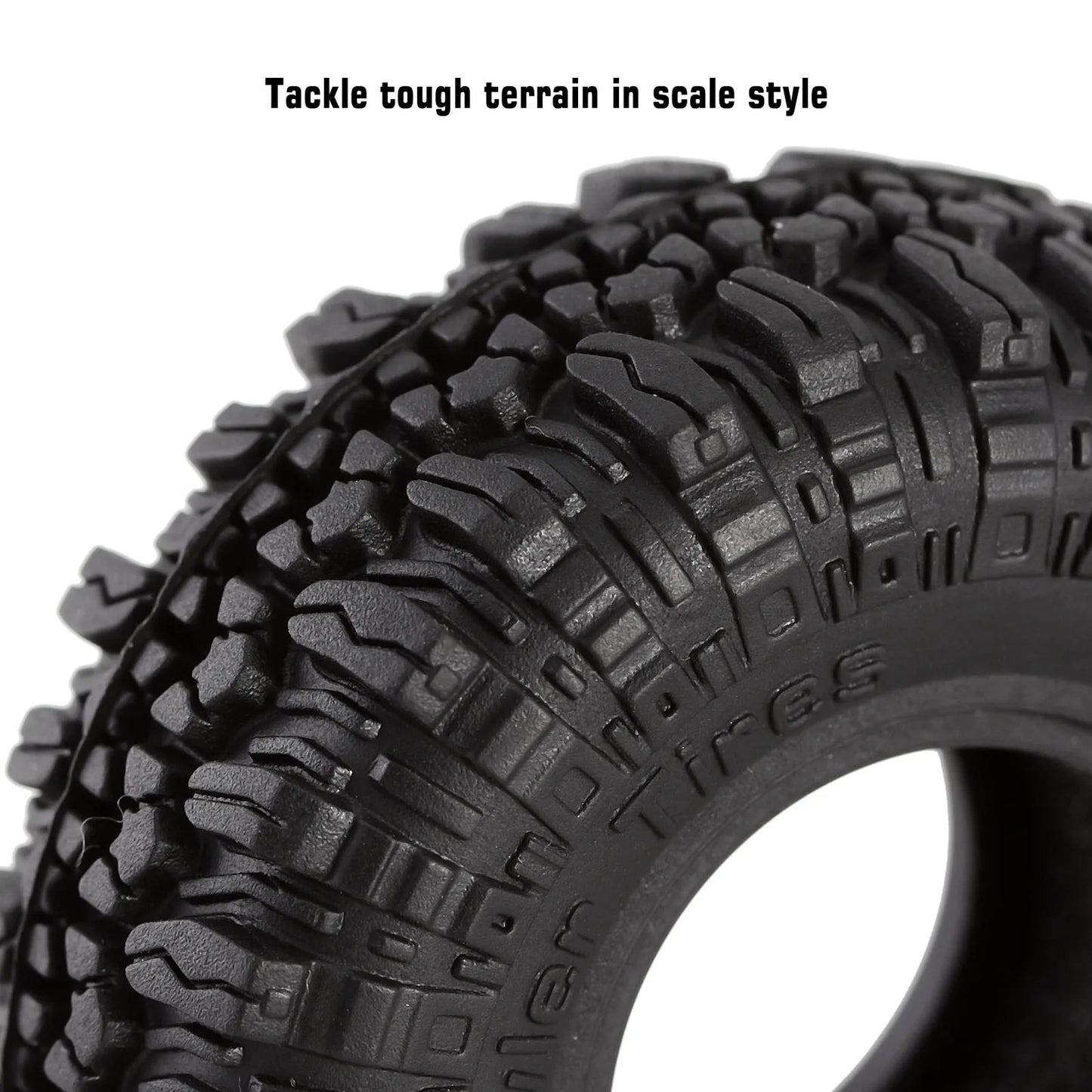 INJORA 1.0" Soft Rubber Wheel Tires 56*22mm Rock Terrain for 1/18 1/24 RC Crawler Car Axial SCX24 TRX4M AX24 (T1005)