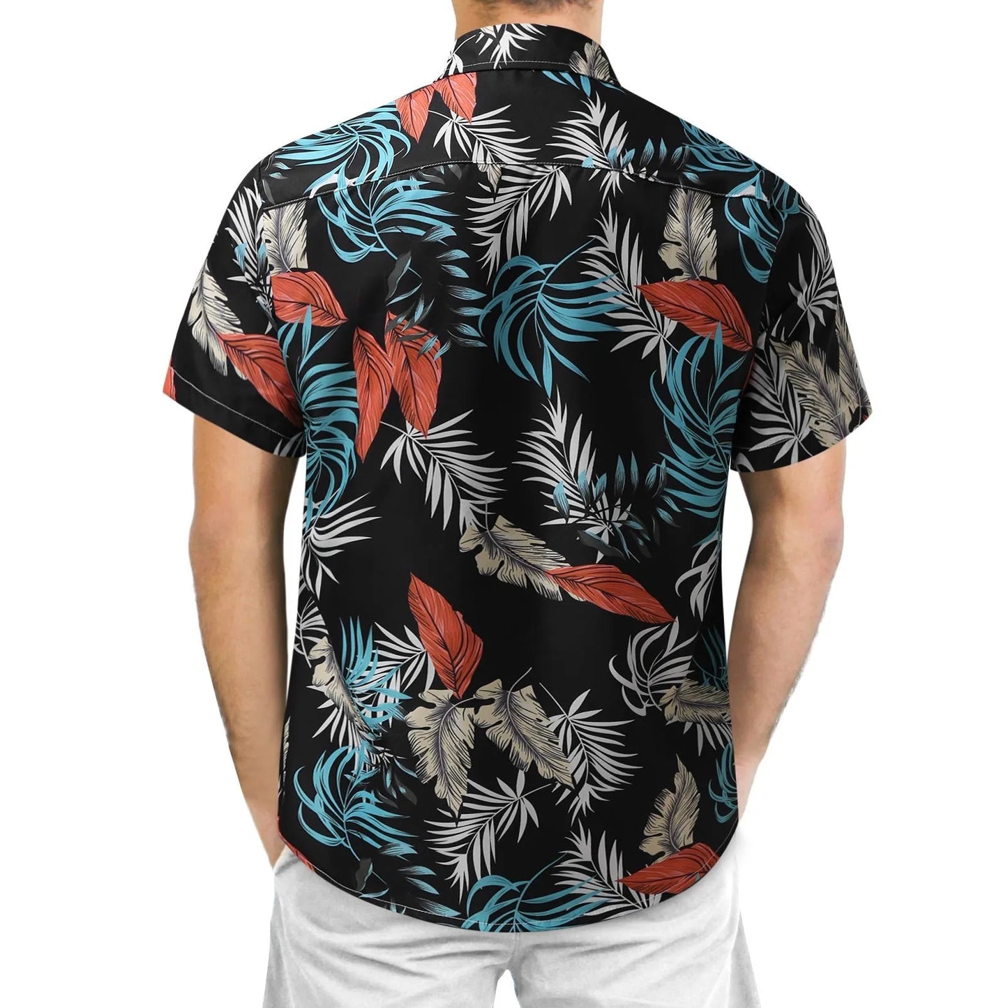 Hawaiian Shirt Men Floral Print Vacation Short Sleeve Shirt Holiday Beach Blouses Tops With Pocket Clothing Camisas De Hombre