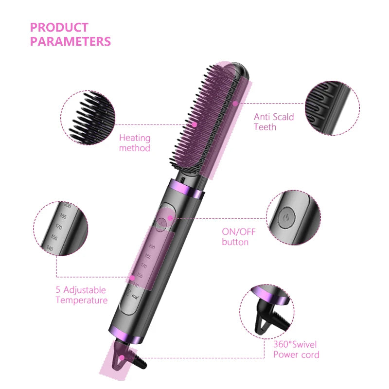 Electric Hair Straightener Hot Comb Brush