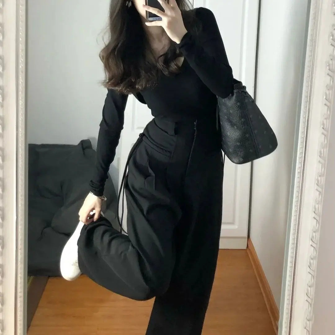 High Waist Wide Leg Pants Spring and Autumn Office Basic