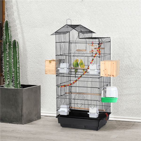 39" Metal Bird Cage with Perches and Toys,Durable, Sturdy,Heavy-Duty,Safe, TD2cqm0001