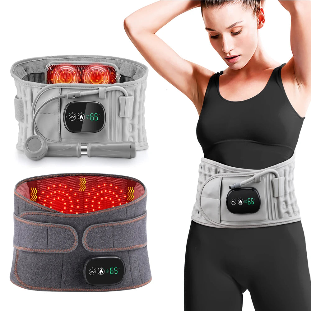 Electric Waist Massager Infrared Heated Lumbar Pad Adjustable Temperature Hot Compress Vibration Waist Massage Belt Back Support