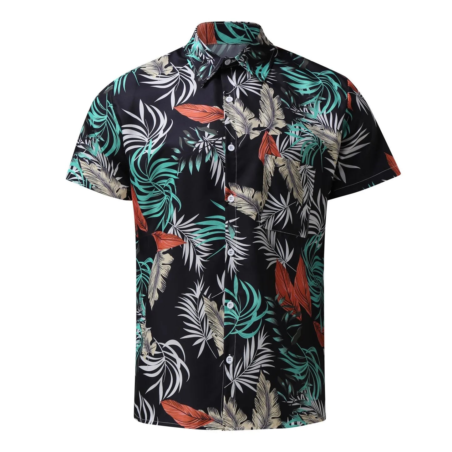 Hawaiian Shirt Men Floral Print Vacation Short Sleeve Shirt Holiday Beach Blouses Tops With Pocket Clothing Camisas De Hombre