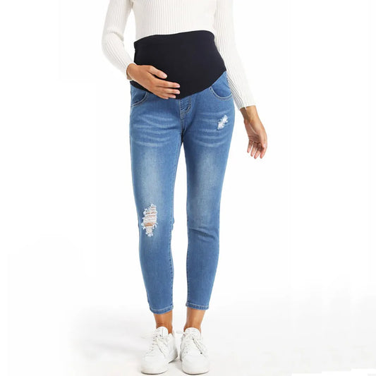 Maternity Clothings Fashionable Light Blue Jeans