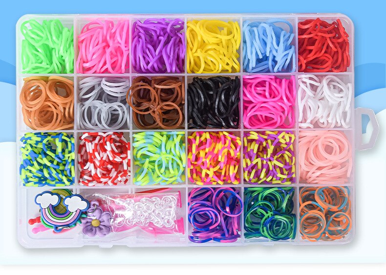 24 Grids Colorful Loom Bands Set Candy Color Bracelet Making Kit DIY Rubber Band Woven Bracelet Kit Girls Craft Toys Gifts