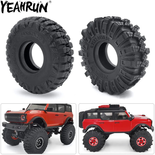 YEAHRUN 4PCS Micro Crawler 1.0" Wheel Tires Soft Mud Terrain Rubber Tyres for 1/24 Axial SCX24 Bronco Gladiator Deadbolt Parts