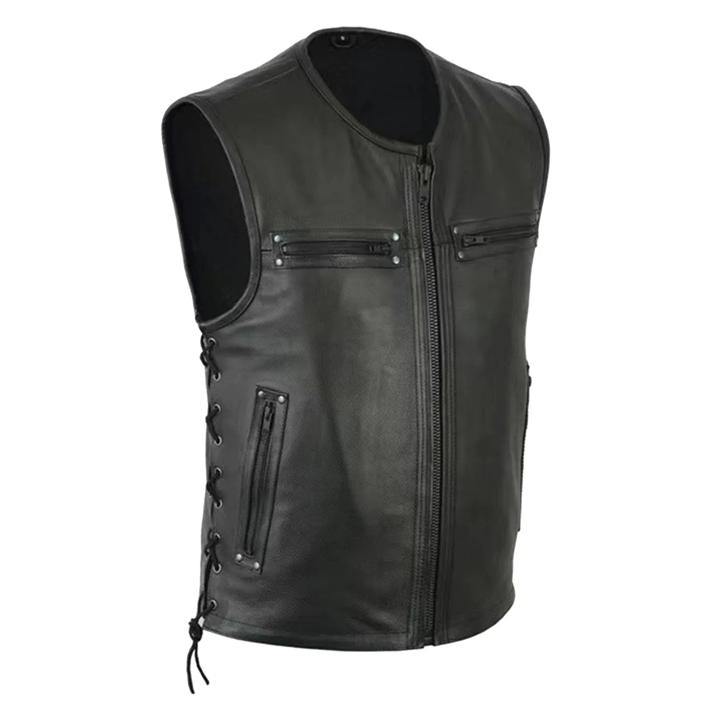 Men Fashion Motorcycle Biker Jackets Leather Vest