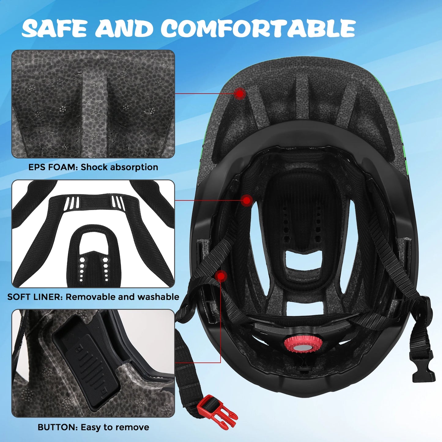 Lixada Kids Detachable Full Face Helmet Children Sports Safety Bike Helmet Protective Gear Cycling Skateboarding Roller Skating