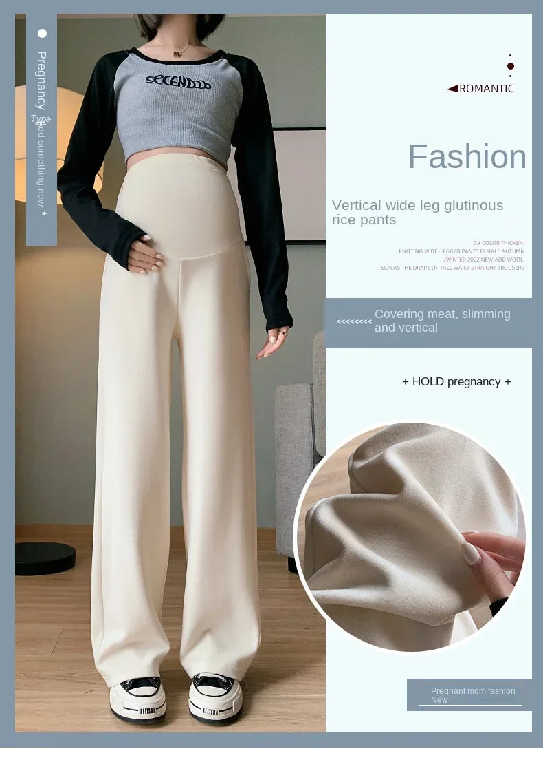 Maternity Long Straight Pants Wide Leg