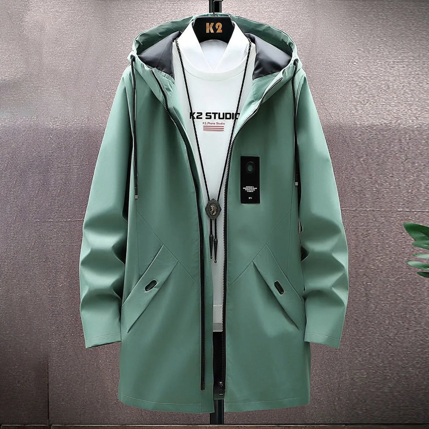 2023 Spring Autumn New Men's Classic Long Windbreaker Fashion Zipper Closure Casual Loose Comfortable High Quality Trench Coat