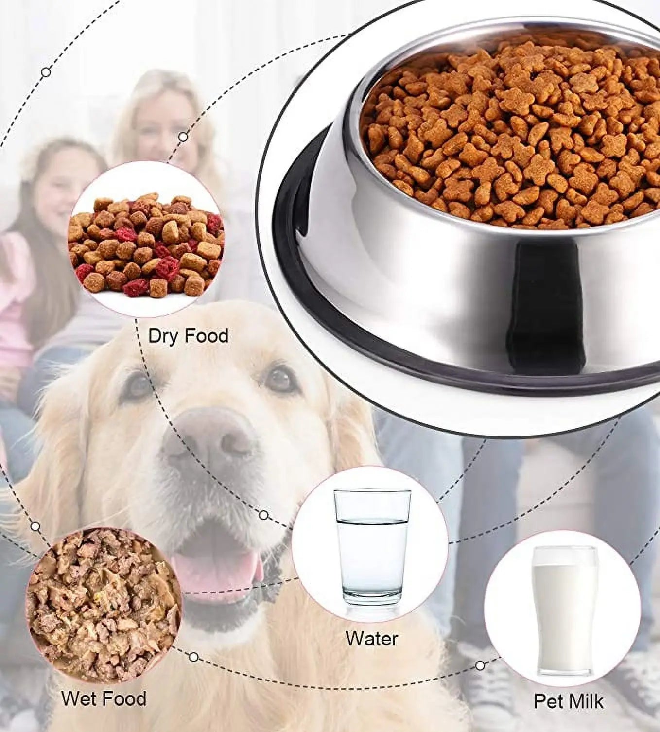 Anti-skid Dog Bowls Stainless Steel Pet Bowls for Dogs Cats Food Water Feeder Large Dogs Dishes Puppy Cat Bowl Pet Accessories