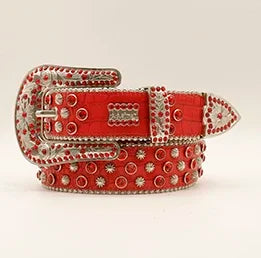 Rhinestones Western Belts Studded Men Women