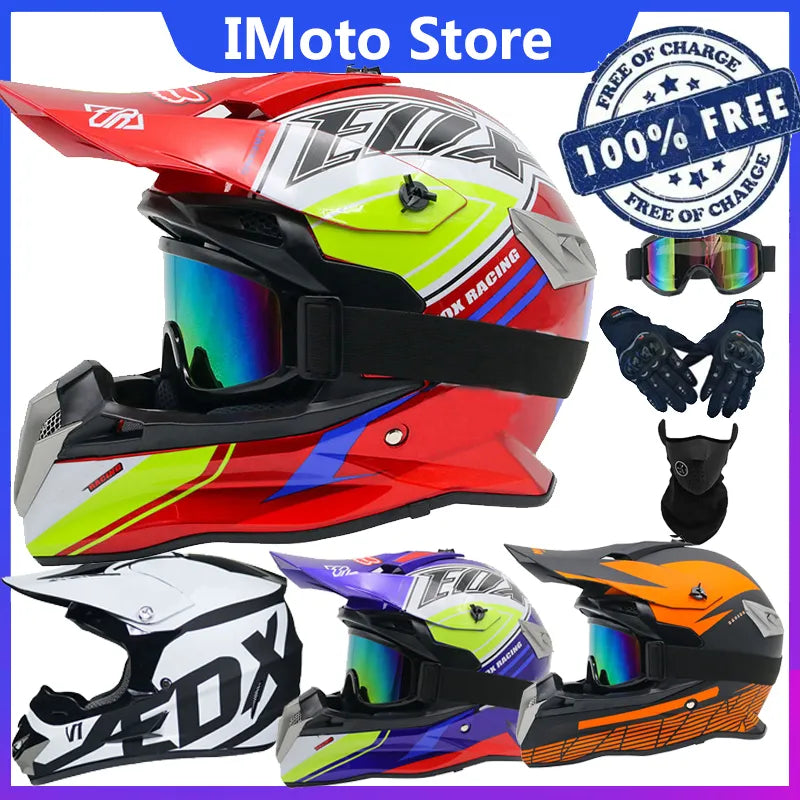 Motorcycle Youth Kids Child full Helmet Children Helmets Motocross Casco Moto Off-road Goggles Gloves Protective Cycling Casque