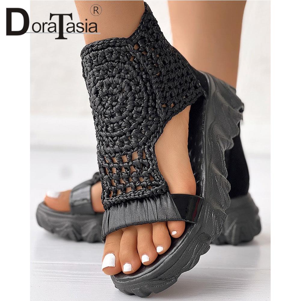 Brand Design Ladies Wedges Heels Sandals Fashion Solid Zip Hollow Platform Sandals Women 2023 Casual Party Daily Woman Shoes - DJVWellnessandPets