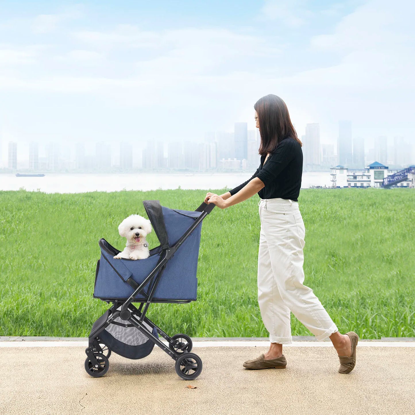 Dog/Cat/Pet Stroller folds pet trolley puppy