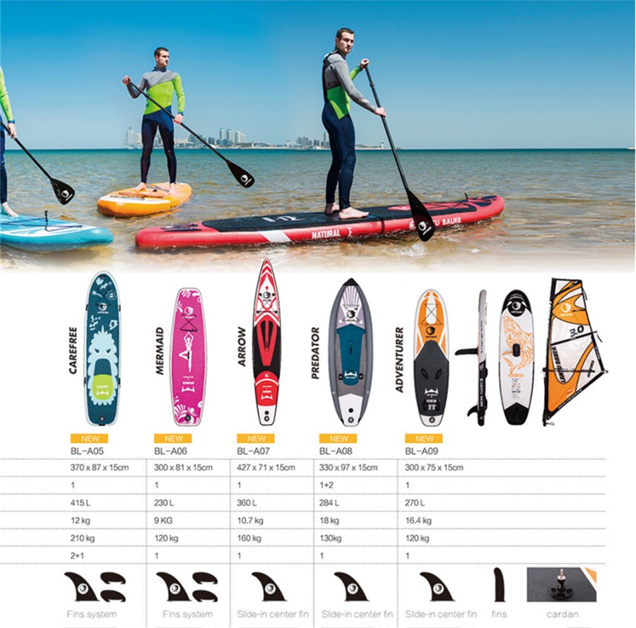 Stand Up Paddle Board Sup Board Surfboard Kayak Surf set 11&#39;*30″*6″ with Backpack,leash,pump,waterproof bag,fins