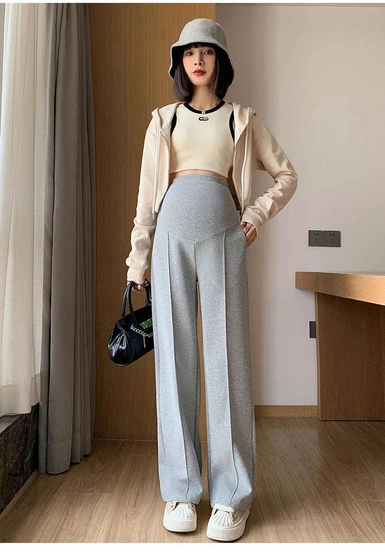 Maternity Long Straight Pants Wide Leg