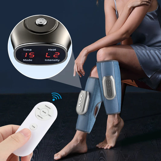 Remote Control Air Pressure Leg Massager Blood Circulation Warm Calf Massager Machine Hot Compress Kneading Foot Leg Massager